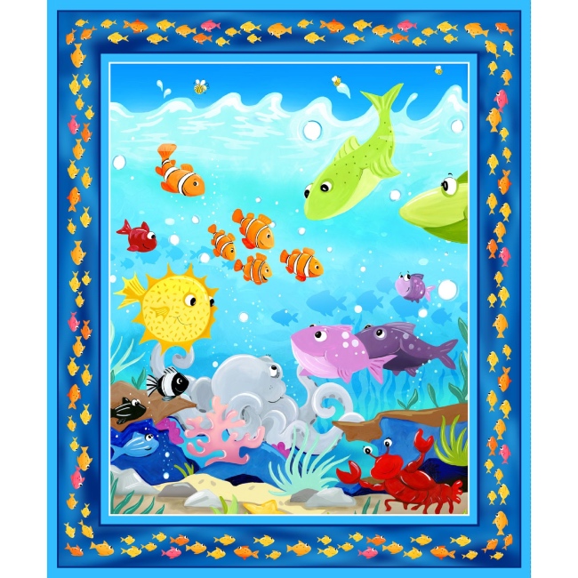 Under The Sea World Of Susybee Fabric Panel