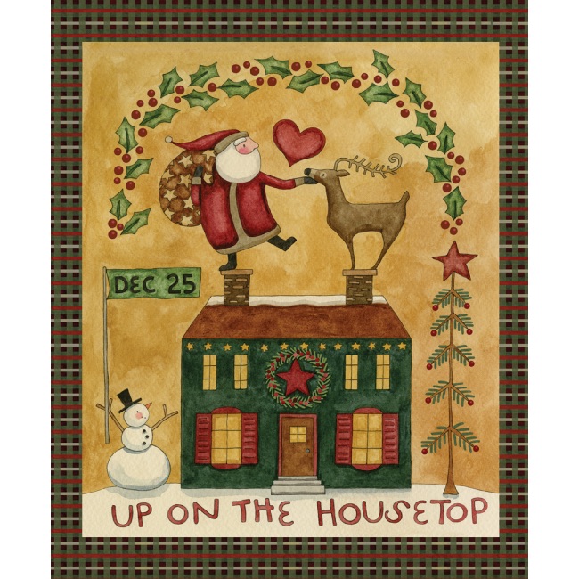 Up On The Housetop - Christmas Fabric Panel