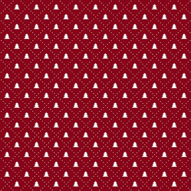 Winter Blooms Tree Grid Red Fabric