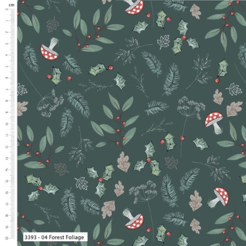 Forest Foliage - Little Red Robin - Christmas Fabric