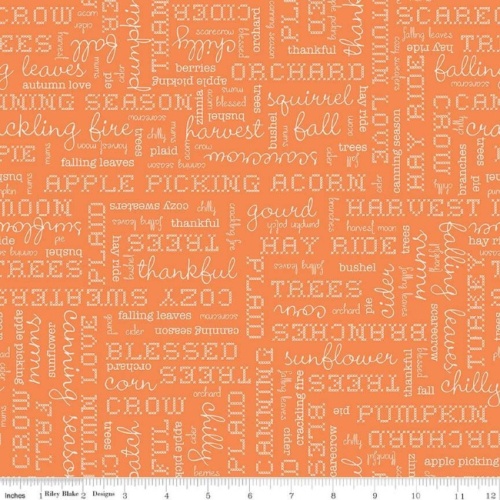 Lori Holt - Autumn Words Harvest Fabric - Pumpkin