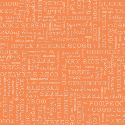 Lori Holt - Autumn Words Harvest Fabric - Pumpkin