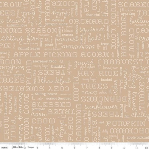 Lori Holt - Autumn Words Harvest Fabric - Tea Dye