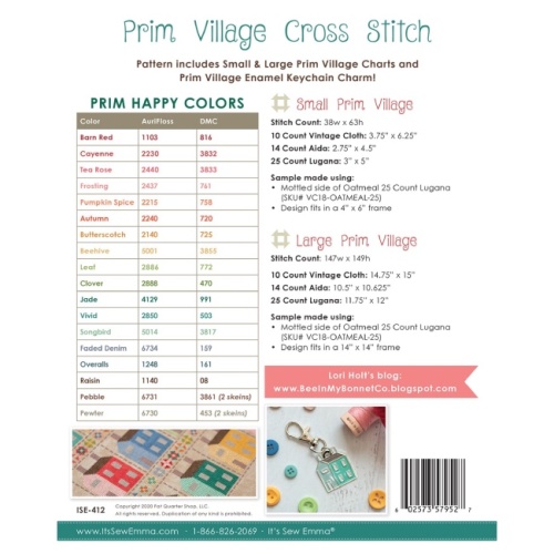 Lori Holt Prim Village Cross Stitch Pattern