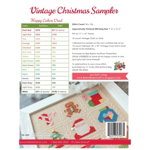 Lori Holt Vintage Christmas Sampler Cross Stitch Pattern