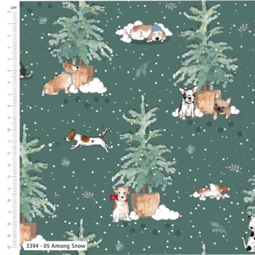 Among Snow - Mans Best Friend - Christmas Fabric