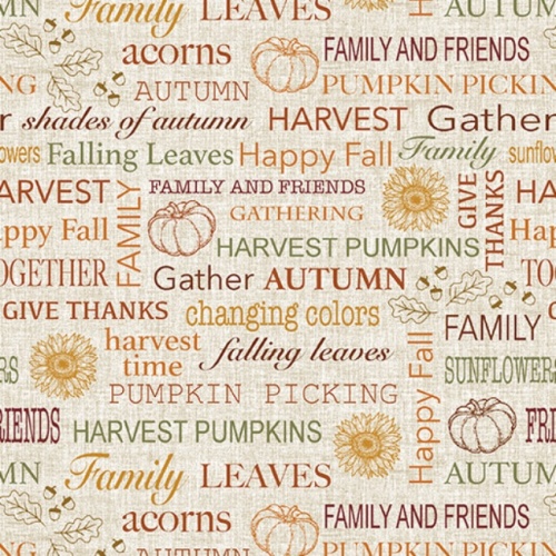 Natural Rustic Autumn Sentiments - Harvest Farm - Benartex