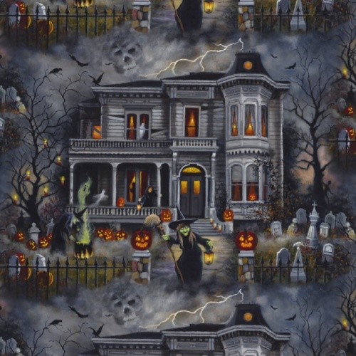 Neighbourhood Watch - An Eerie Welcome Halloween Fabric