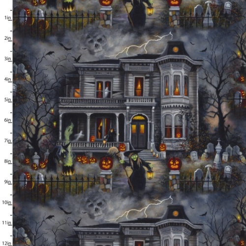 Neighbourhood Watch - An Eerie Welcome Halloween Fabric