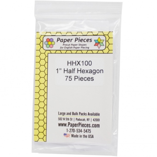 1'' Half Hexagon Paper Pieces - 75 pack