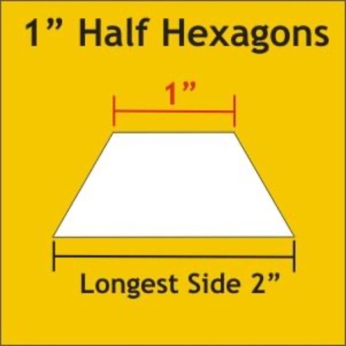 1'' Half Hexagon Paper Pieces - 75 pack