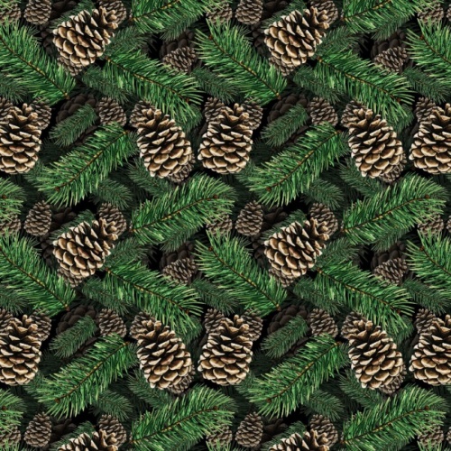 Pinecones and Needles Christmas Fabric