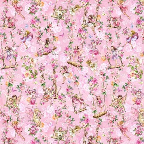 Pink Garden Swings - Spring Songs - Flower Fairies Fabric