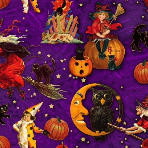 Purple Halloween Madness Fabric