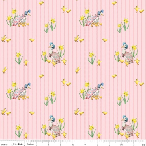 Riley Blake - Peter Rabbit & Friends Duck Stripe Fabric - Pink