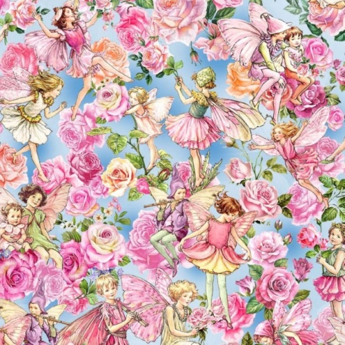 Slate Garden Songs Allover - Spring Songs - Flower Fairies Fabric