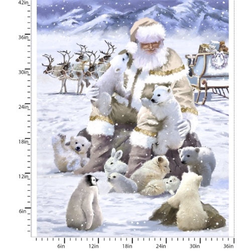 Snow Friends - Here comes Santa - Fabric Panel