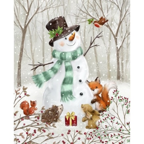 Christmas Snowman and Forest Friends Panel