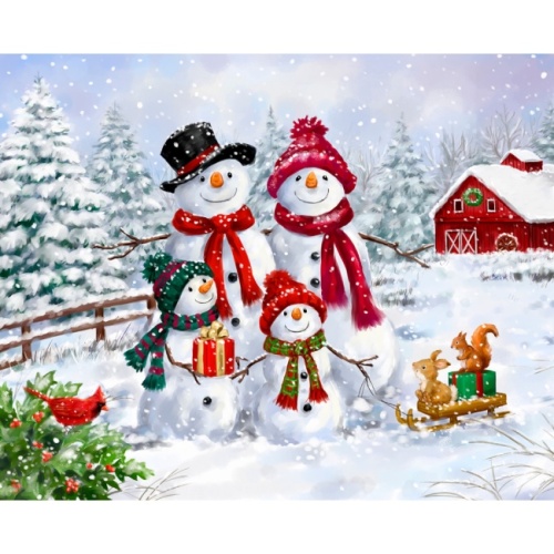 Snowman Family Christmas Panel