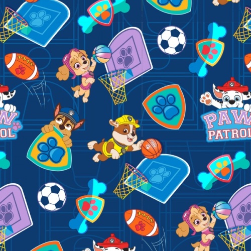 Sporty Pups Blue Blue - Paw Patrol Fabric