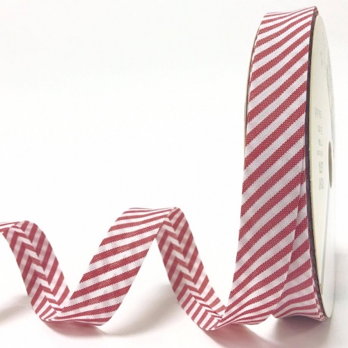 Red and White Stripped Bias Binding 18mm