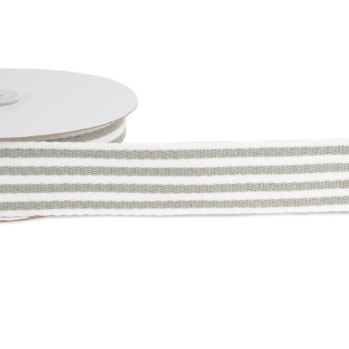 Grey and White Striped Webbing 38mm