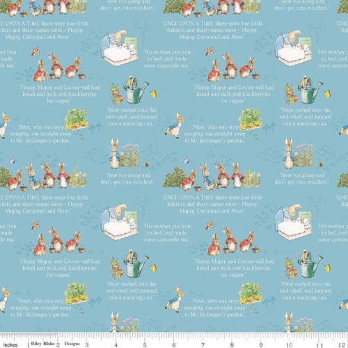 Text Blue - The Tale Of Peter Rabbit Fabric