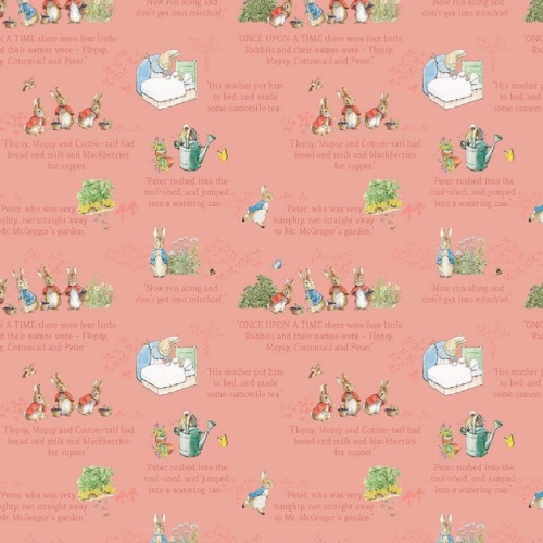 Text Coral - The Tale Of Peter Rabbit Fabric