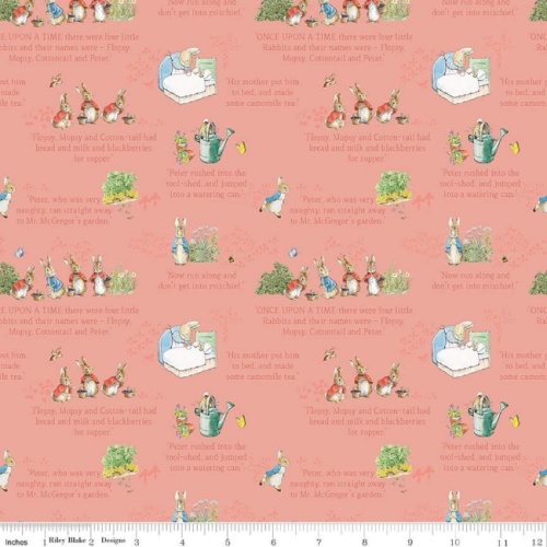 Text Coral - The Tale Of Peter Rabbit Fabric