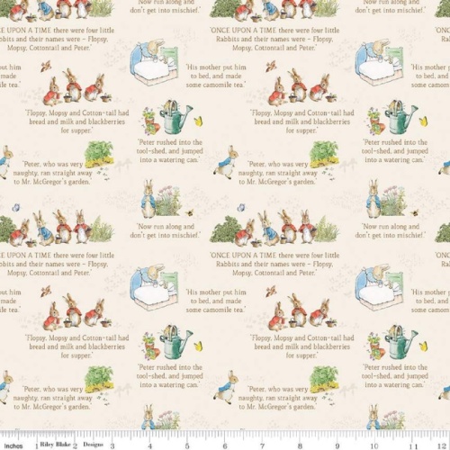 Text Cream - The Tale Of Peter Rabbit Fabric