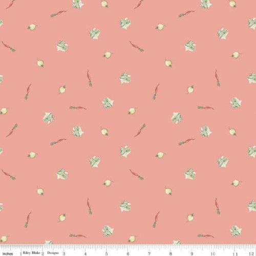 Veggies Coral - The Tale Of Peter Rabbit Fabric