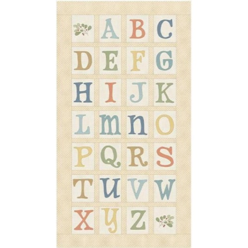 Tan / Multi ABC Alphabet Fabric Panel 24in