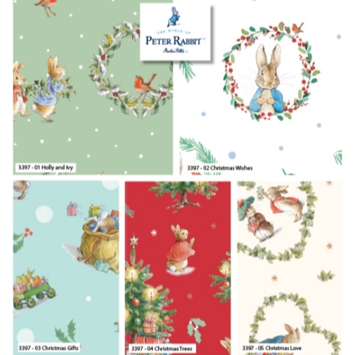 Fat Quarters - The Joy Of Giving - Peter Rabbit Fabric x 5