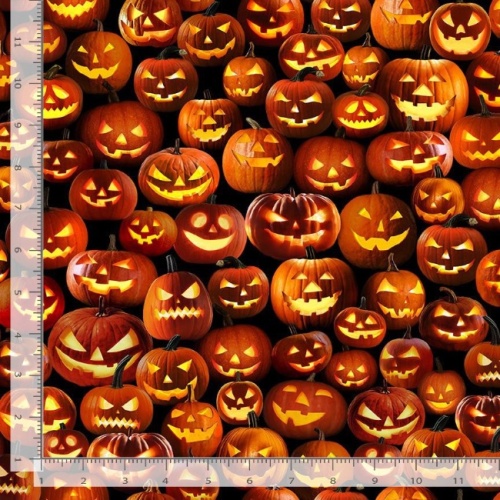 All Hallows' Eve Packed Jack O Lanterns Halloween Fabric