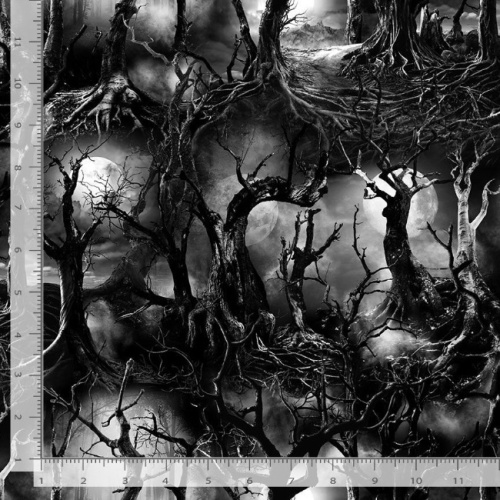 Wicked Spooky Creeped Dead Trees Halloween Fabric