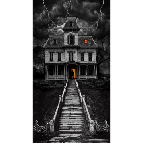 Wicked Grey Haunted House Halloween Panel