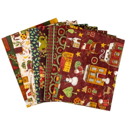 Cranberry - Up On The Housetop - Panel and Fabrics  Bundle