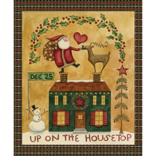 Green - Up On The Housetop - Panel and Fabrics  Bundle