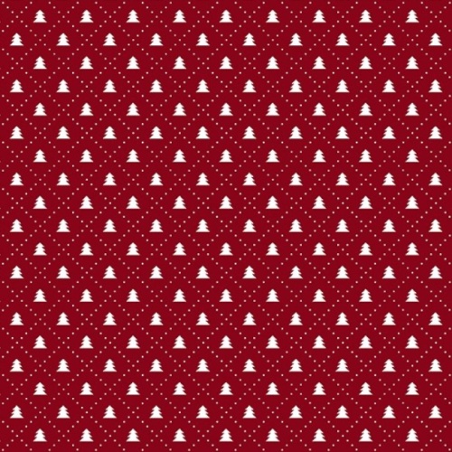 Winter Blooms Tree Grid Red Fabric